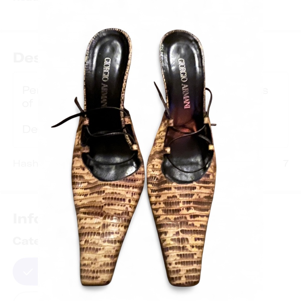 Authentic Giorgio Armani Snakeskin Leather Ankle-Tie Heels